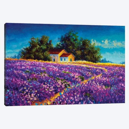 Tuscany Rural House Farmhouse In The Purple Lavender Field Canvas Print #VRY900} by Valery Rybakow Art Print