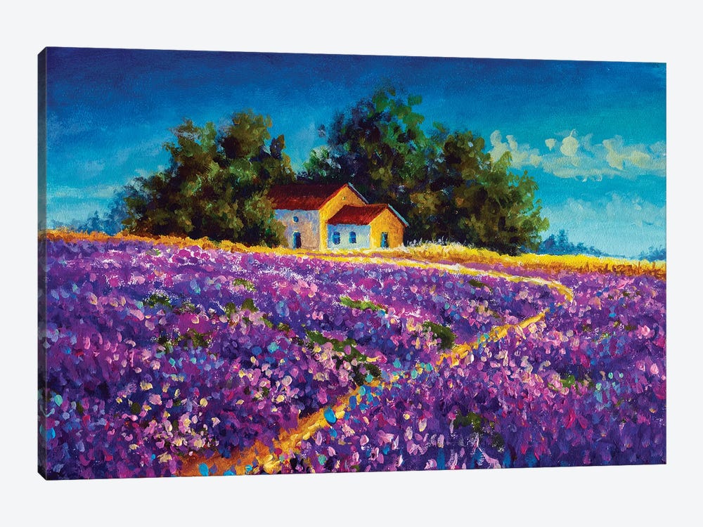 Tuscany Rural House Farmhouse In The Purple Lavender Field by Valery Rybakow 1-piece Canvas Art