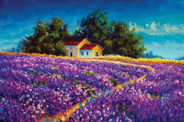 Herbs: Tuscany Rural House Farmhouse In The Purple Lavender Field by Valery Rybakow