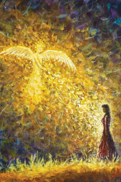 Valery Rybakow: Annunciation, Angel Gabriel Comes To Mary To Tell Her She's Pregnant With God's Baby by Valery Rybakow