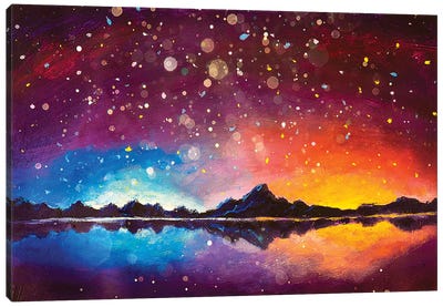 Starry Sky in Night Mountains Canvas Art Print - Valery Rybakow