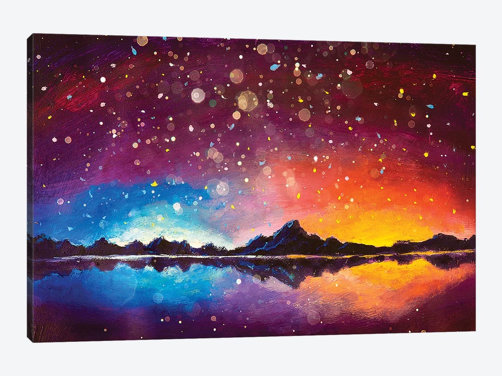 Starry Sky in Night Mountains by Valery Rybakow 1-piece Canvas Art Print