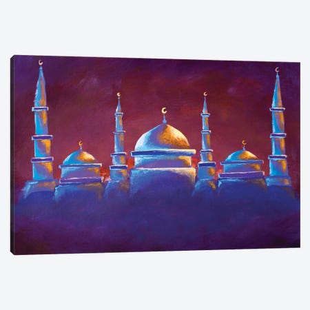 Mosque, Painting Eid Mubarak Festival Canvas Print #VRY915} by Valery Rybakow Art Print