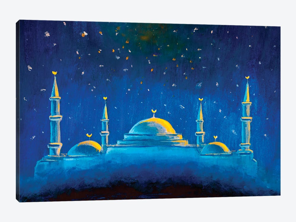Night Mosque, Hand Drawn Muslim Sight by Valery Rybakow 1-piece Art Print