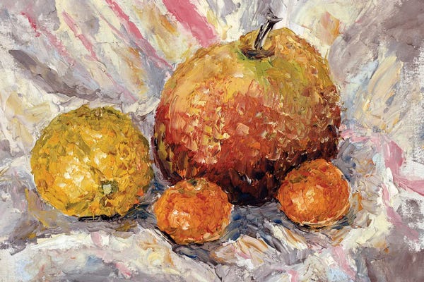Valery Rybakow: Apples Lemon Pomegranate Tangerines Still Life by Valery Rybakow