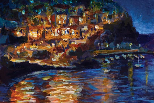 Valery Rybakow: The Night City Is Reflected In The Water by Valery Rybakow