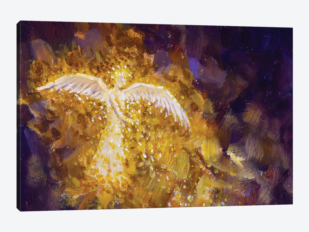 Silhouette Of Bright God Angel In Abstract Night by Valery Rybakow 1-piece Canvas Artwork