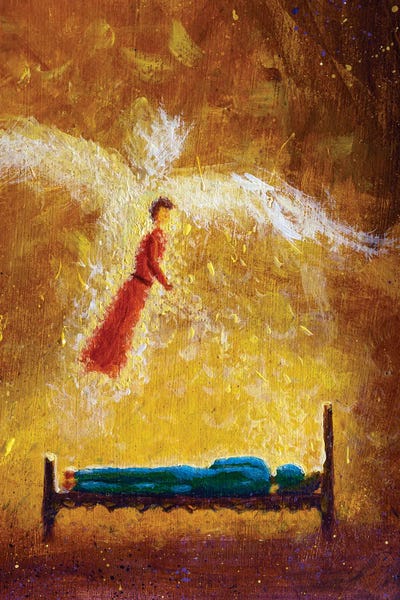 Sleeping & Napping: Angel Comes In A Dream To A Sleeping Man by Valery Rybakow