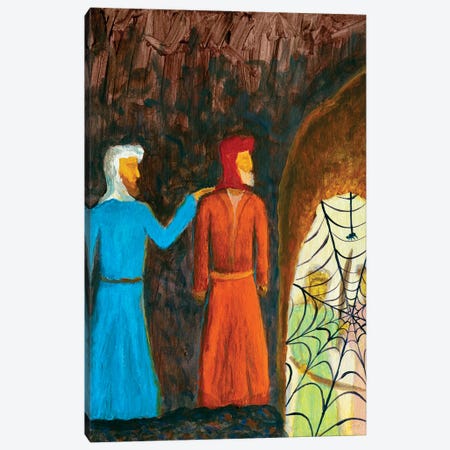 Muslim Men Muhammad And Abu-Bakr hiding In A Cave Protected By A Cobweb Canvas Print #VRY939} by Valery Rybakow Canvas Wall Art