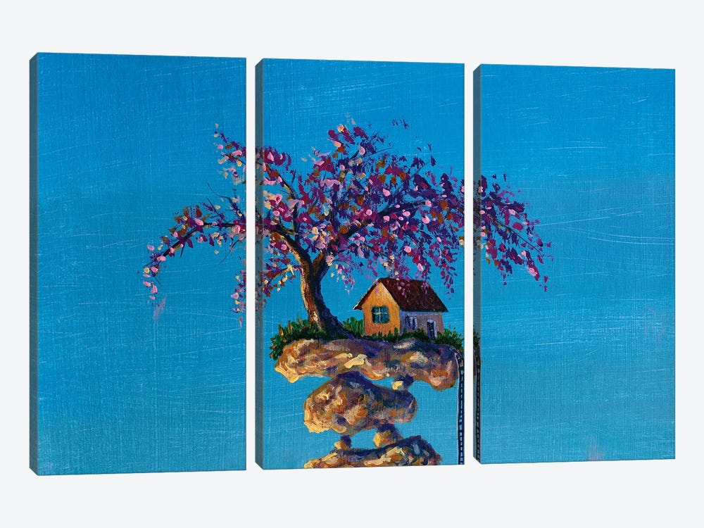 Spring Flowering Sakura Tree by Valery Rybakow 3-piece Canvas Artwork