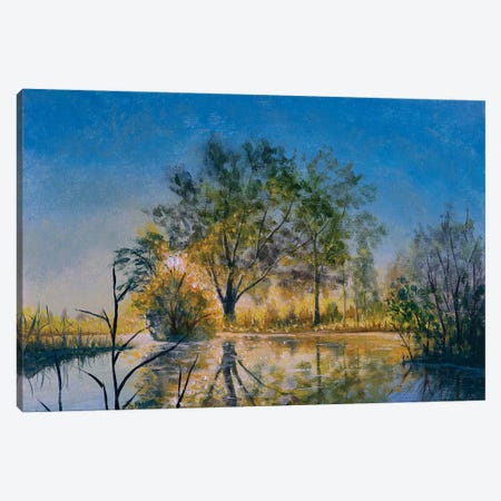 Sunny Early Morning On The River Canvas Print #VRY945} by Valery Rybakow Canvas Wall Art