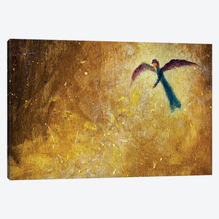 Winged Angel On Magical Yellow Background Canvas Print #VRY954} by Valery Rybakow Canvas Art Print