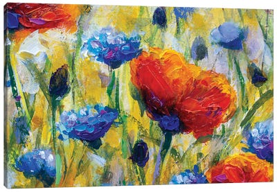 Summer Red Flower Canvas Art Print - Current Day Impressionism Art