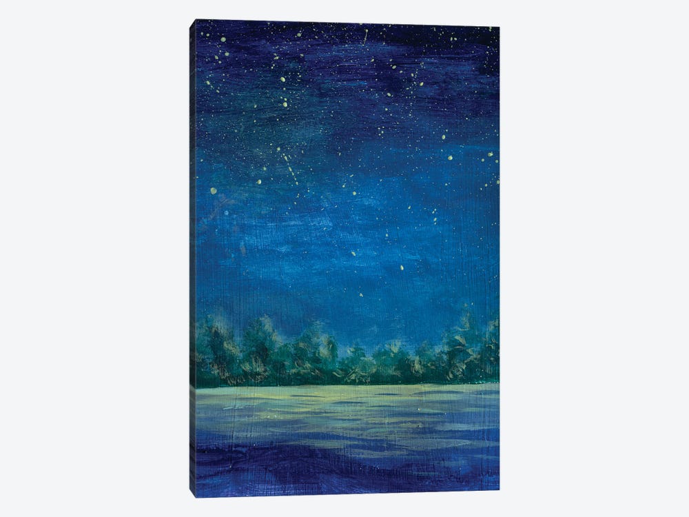 Starry Blue Night On The River by Valery Rybakow 1-piece Canvas Wall Art
