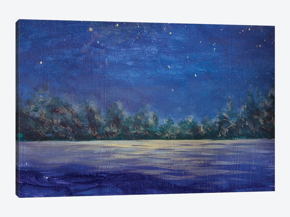 Starry Blue Night On The River by Valery Rybakow 1-piece Canvas Print