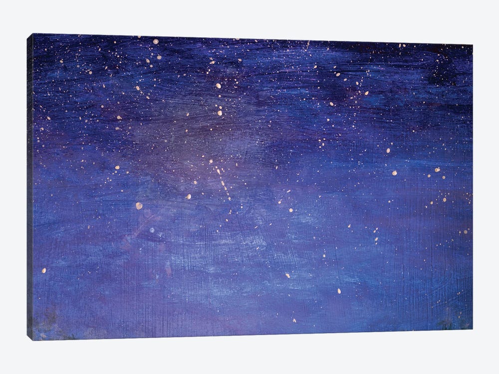 Abstract Cosmos Planet In Blue Starry Sky Painting by Valery Rybakow 1-piece Canvas Wall Art