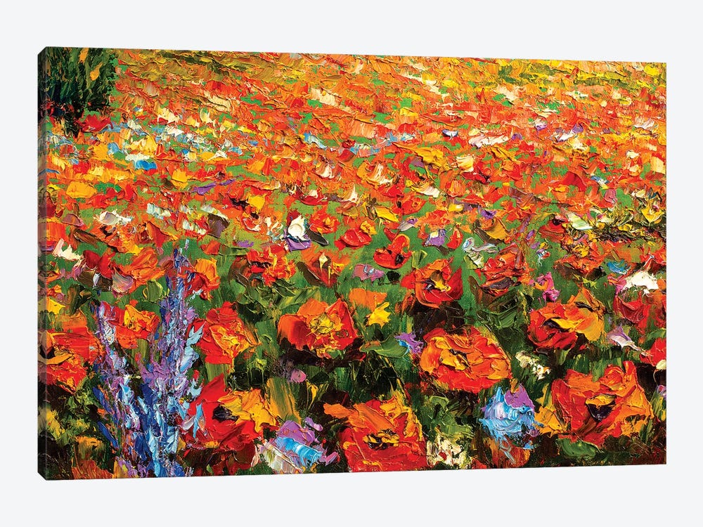 Summer Red Flowers Field by Valery Rybakow 1-piece Canvas Print