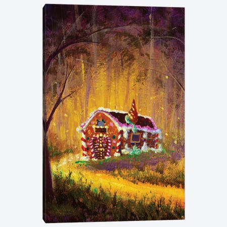 Gingerbread House In The Forest From The Fairy Tale Hansel And Gretel Canvas Print #VRY970} by Valery Rybakow Canvas Wall Art