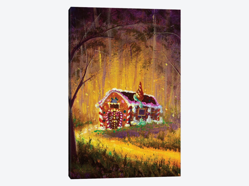 Gingerbread House In The Forest From The Fairy Tale Hansel And Gretel by Valery Rybakow 1-piece Canvas Print