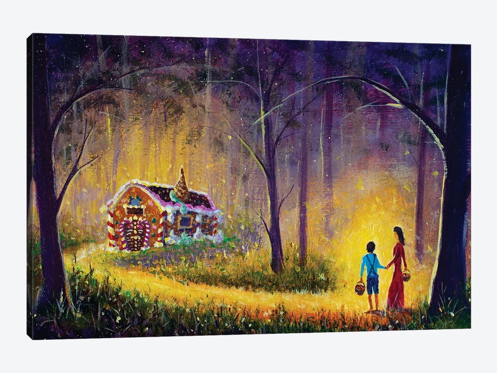 Painting Hansel And Gretel Gingerbread House Fairy Tale by Valery Rybakow 1-piece Canvas Artwork