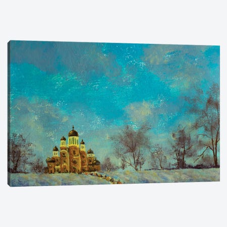 Russian Church On A Sunny Winter Day Canvas Print #VRY972} by Valery Rybakow Canvas Wall Art