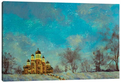 Russian Church On A Sunny Winter Day Canvas Art Print - Valery Rybakow