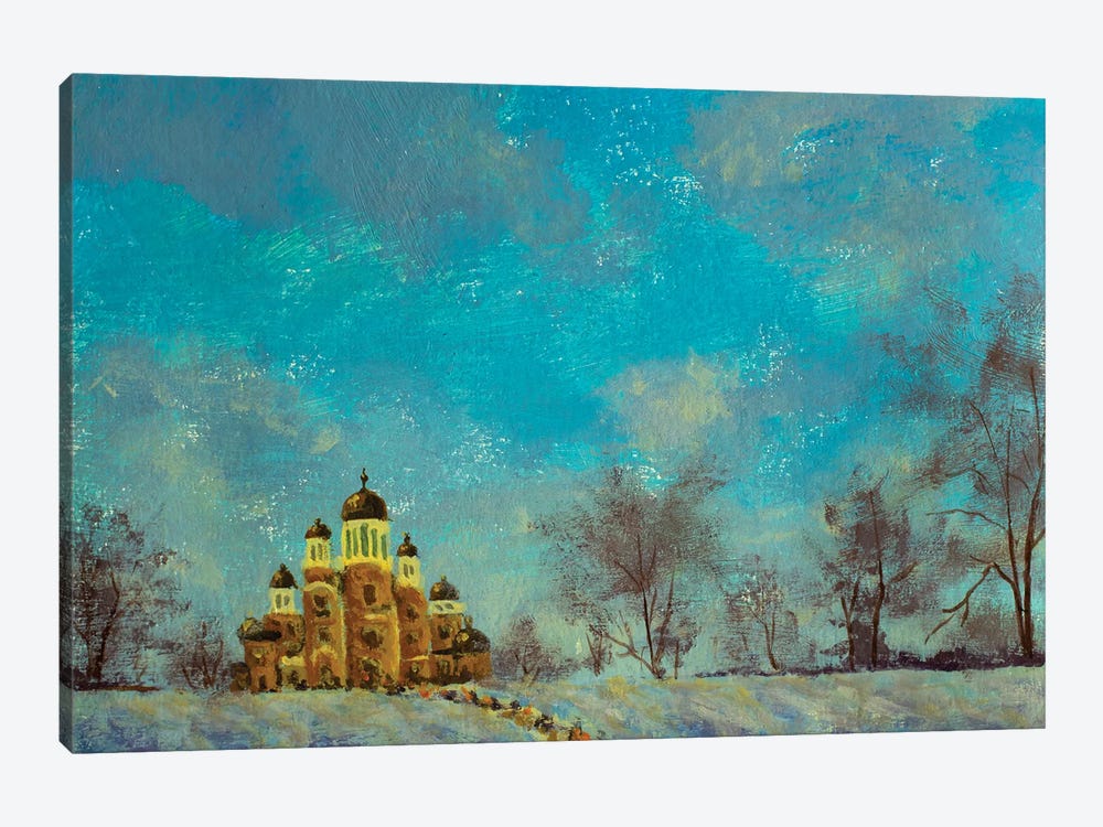 Russian Church On A Sunny Winter Day by Valery Rybakow 1-piece Canvas Art Print