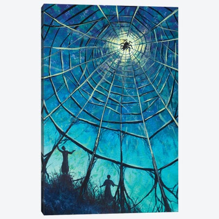 Two People And A Big Spider On A Web Fantasy Art Canvas Print #VRY976} by Valery Rybakow Art Print