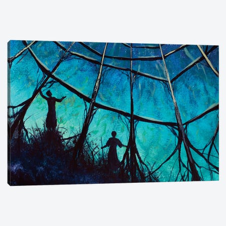 Two People And Big Spider Web Fantasy Art Canvas Print #VRY977} by Valery Rybakow Canvas Print
