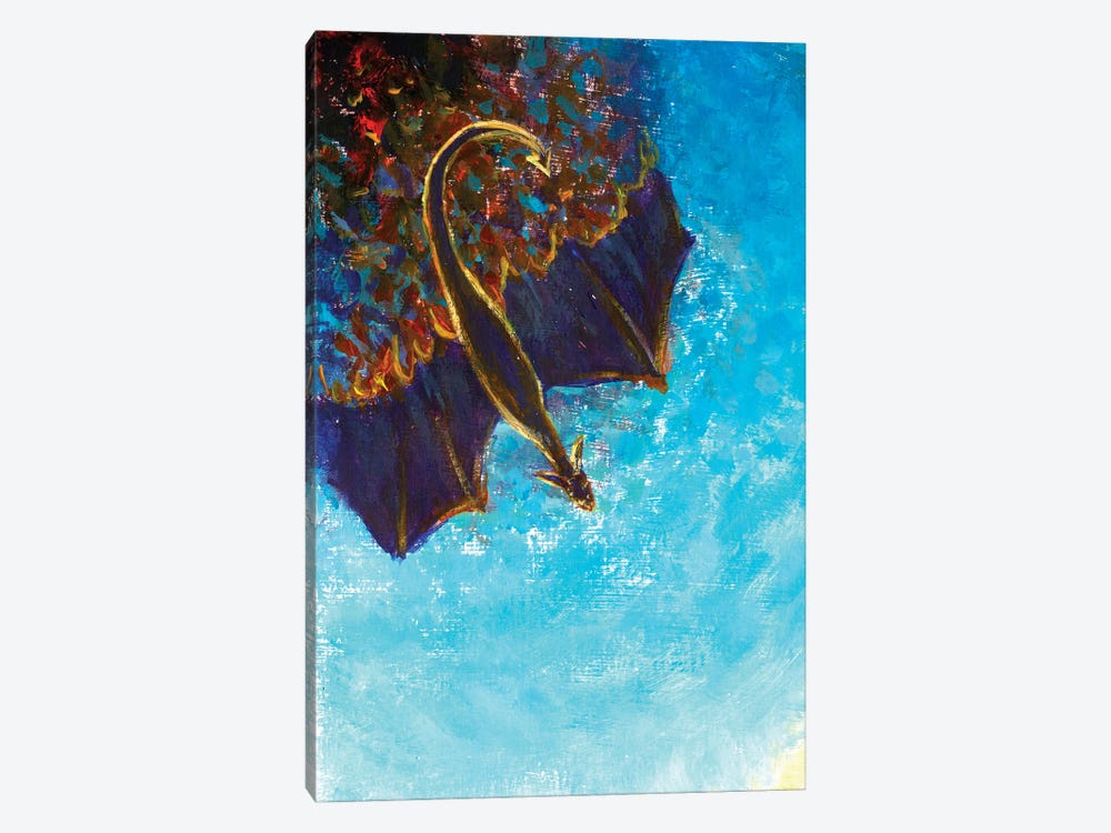 Black Fire Dragon In The Blue Sky by Valery Rybakow 1-piece Art Print