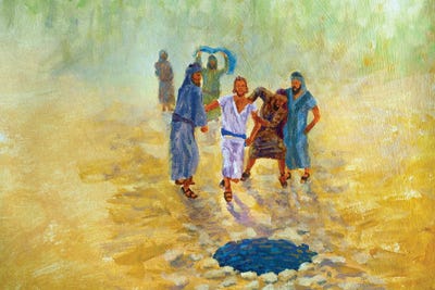 Joseph, The Son Of Jacob Is Thrown In A Well By His 5 Brothers by Valery Rybakow canvas print