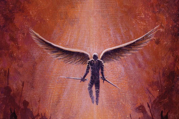 Valery Rybakow: Angel Warrior Dreamlike Fantasy Art by Valery Rybakow