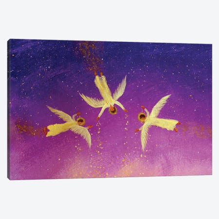Three Angels Fly Magic Fairytale Canvas Print #VRY988} by Valery Rybakow Art Print