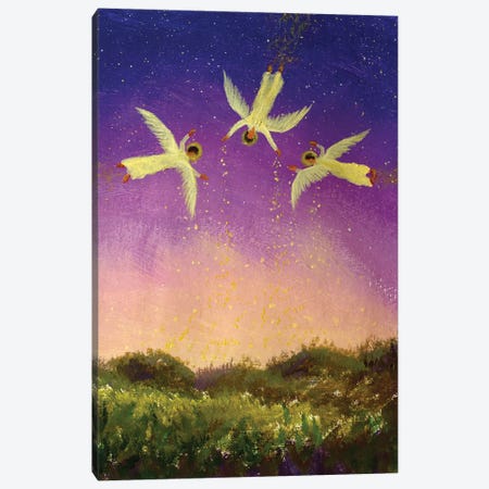 Three Archangels Gabriel, Michel And Raphael Fly In Night Canvas Print #VRY989} by Valery Rybakow Canvas Art Print