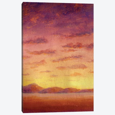 Beautiful Yellow Orange Sunrise In Desert In Mountains Canvas Print #VRY990} by Valery Rybakow Canvas Art