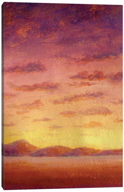 Beautiful Yellow Orange Sunrise In Desert In Mountains Canvas Art Print - Valery Rybakow
