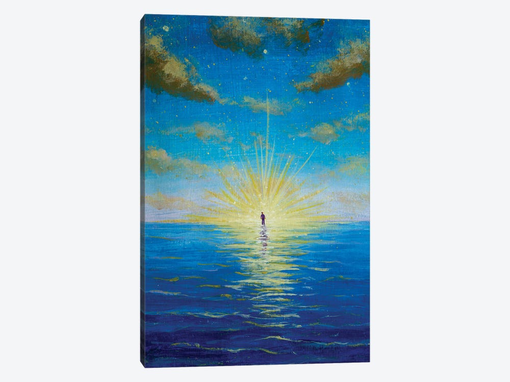 Man In The Sun Walking On Water In The Ocean by Valery Rybakow 1-piece Art Print