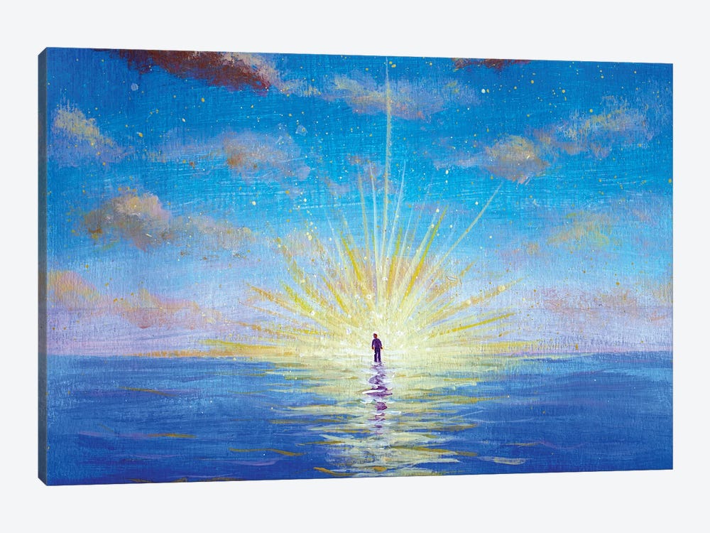 Man In The Sun Walking On Water In The Ocean II by Valery Rybakow 1-piece Canvas Art