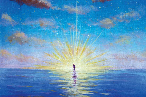 Valery Rybakow: Man In The Sun Walking On Water In The Ocean II by Valery Rybakow