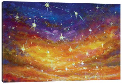 Fairy Sky With Shining Stars At Sunset II Canvas Art Print - Stargazers