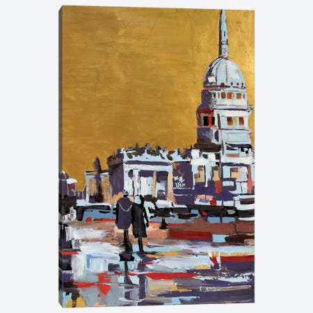 Golden Sky On Trafalgar Square Canvas Print #VSC21} by Vita Schagen Canvas Print