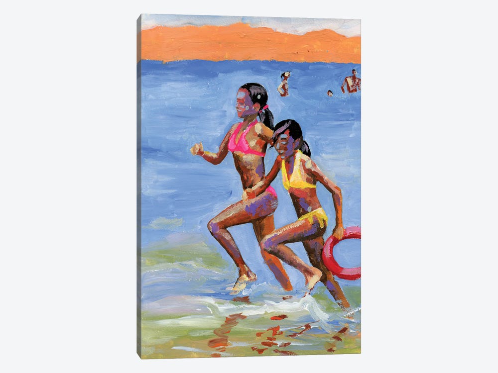 Kids On The Beach by Vita Schagen 1-piece Canvas Artwork