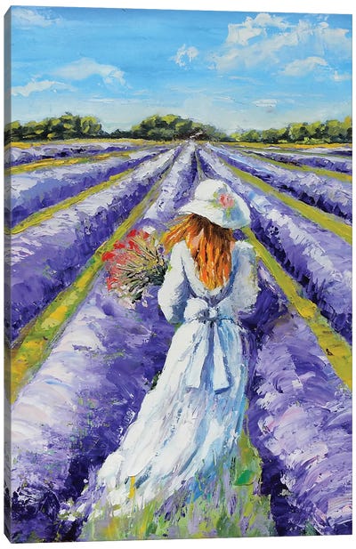 Lavender Field Canvas Art Print - Floral Portrait Art