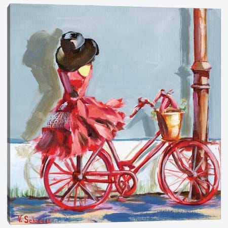 Red Bike Canvas Print #VSC41} by Vita Schagen Art Print