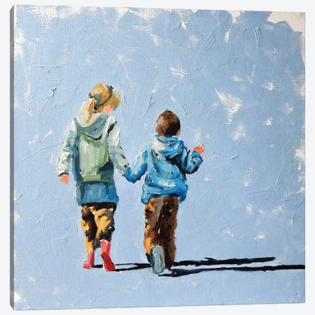 Walking Kids Canvas Print #VSC46} by Vita Schagen Canvas Artwork