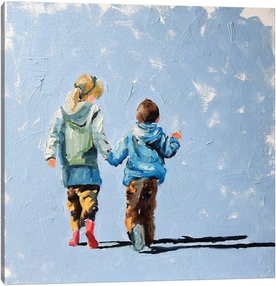 Walking Kids Canvas Art Print