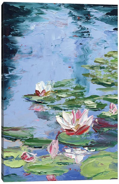 Water Lilies Canvas Art Print - Blue Abstract Art