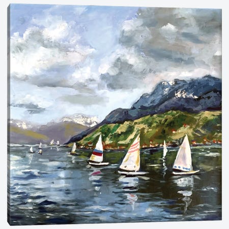 Yachts On The Roadstead Canvas Print #VSC52} by Vita Schagen Canvas Art