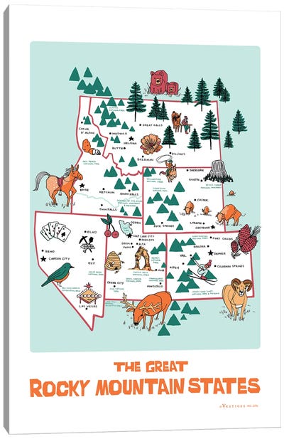 The Great Rocky Mountain States Canvas Art Print - Vestiges