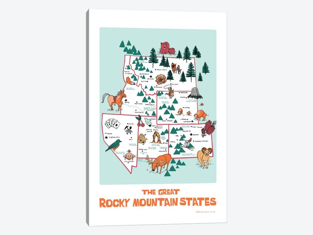 The Great Rocky Mountain States by Vestiges 1-piece Canvas Art Print